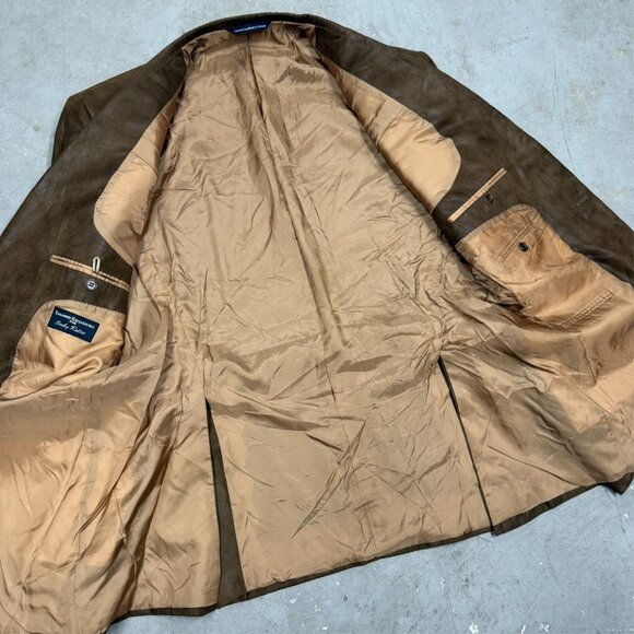 Custom Tailored Coppley Suede Style Blazer Brown Bocelli Sport Coat 46L - Picture 7 of 11